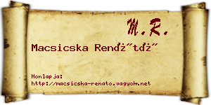 Macsicska Renátó névjegykártya
